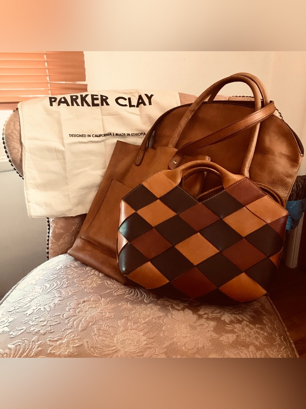 Parker Clay Purse Acacia Patchwork Leather Hansbag Crossbody NEW